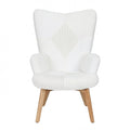 Modern Teddy Fleece Accent Chair with High Back, Upholstered Wingback Armchair, Soft Lounge Chair with Solid Wood Legs for Living Room, Bedroom & Reading Nook
