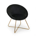Modern Velvet Accent Chair with Gold Metal Legs, Upholstered Barrel Lounge Chair for Living Room, Bedroom, Vanity & Reading Nook, Black